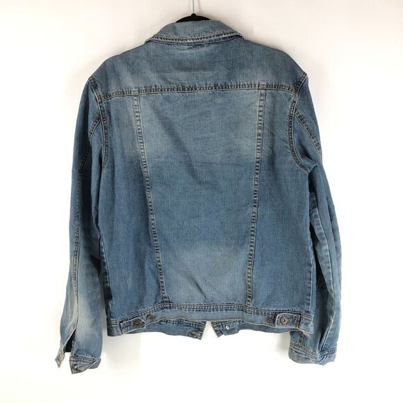 Sunset Creek Mens Vintage Denim Jacket Distressed Retro Trucker Medium Wash L - Picture 4 of 8